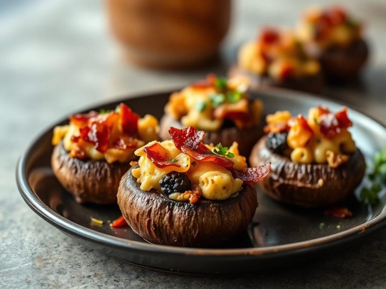 Stuffed mushrooms with bacon and cheese