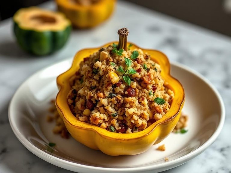 Stuffed Pattypan Squash with Herbed Quinoa or Rice