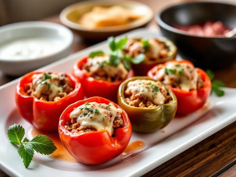 Stuffed peppers with cheese or meat