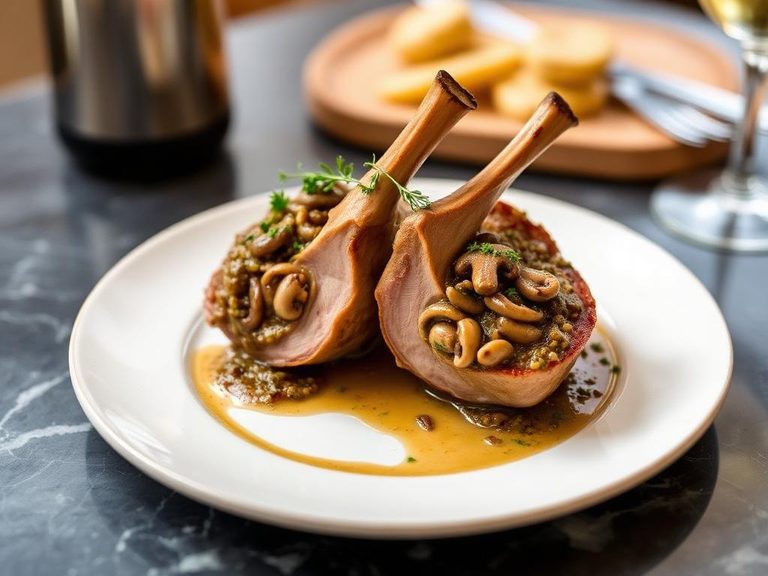 Stuffed Pork Chops with Mushroom Duxelles
