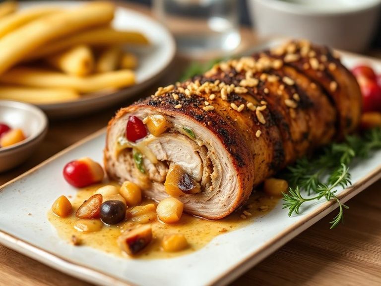 Stuffed pork loin with fruit or nuts