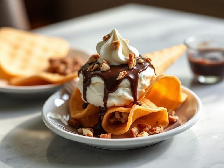 Sundae Cone with Hot Fudge and Nuts