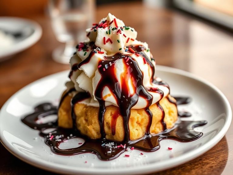 Sundae with chocolate sauce and sprinkles