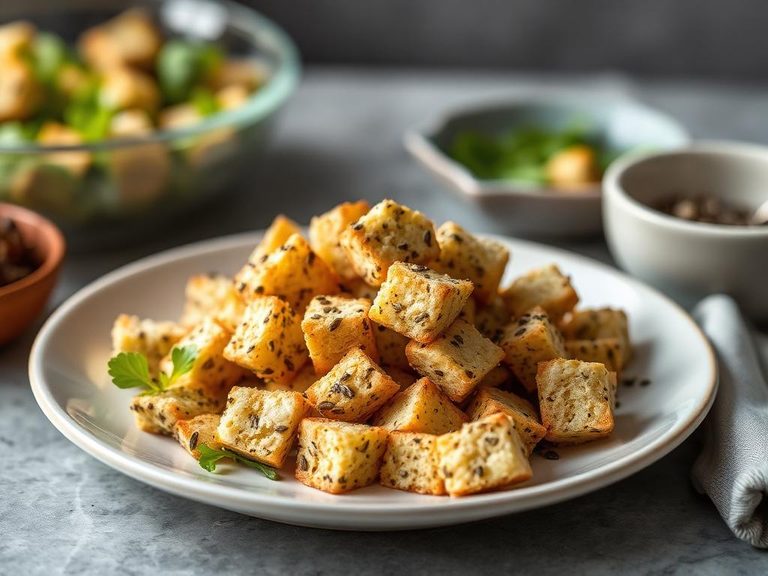Sunflower seed bread croutons for salads
