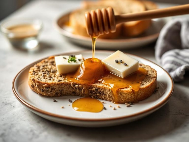 Sunflower seed bread with cheese and honey