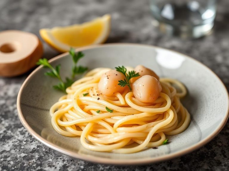 Surimi 'scallop' pasta