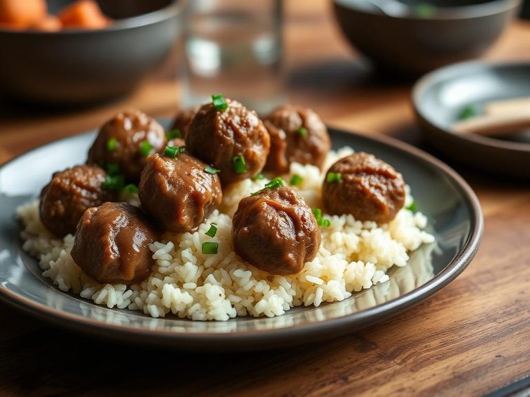 Swedish Meatballs with Rice