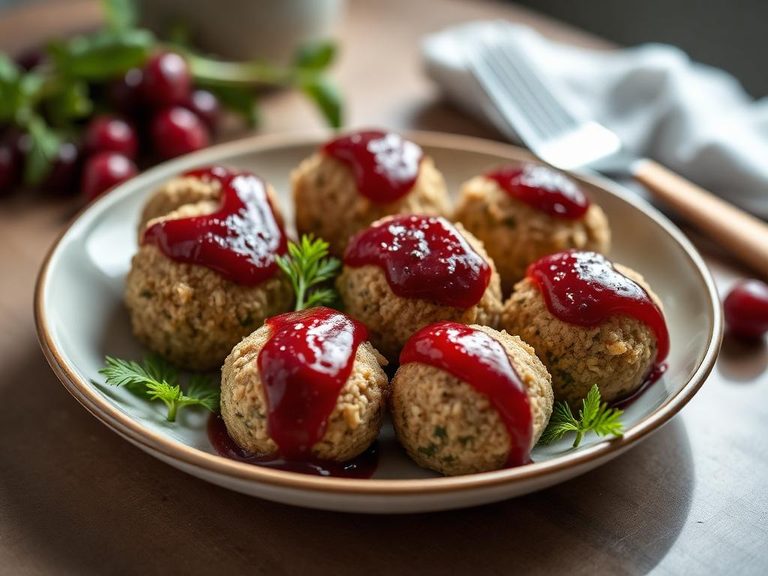 Swedish-style plant balls with lingonberry jam