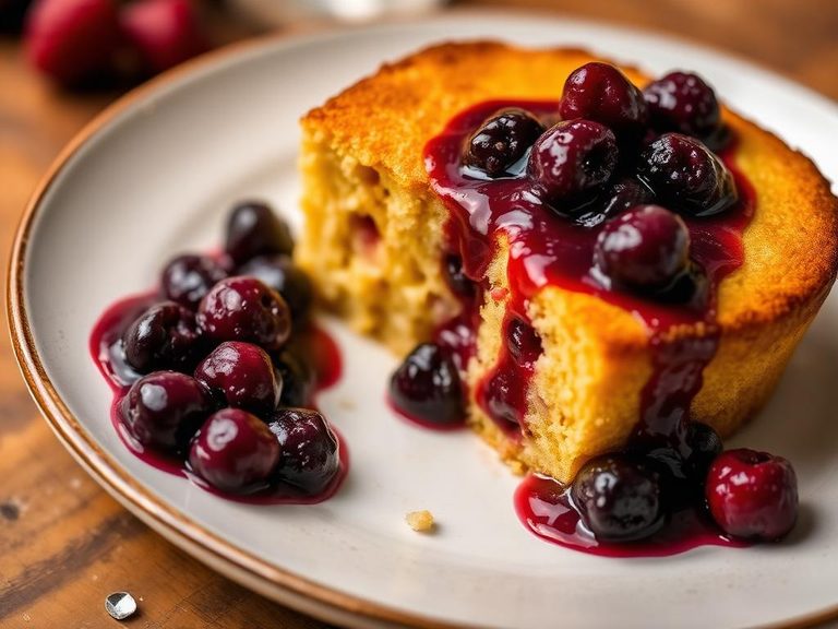 Sweet Cornbread with Berry Compote