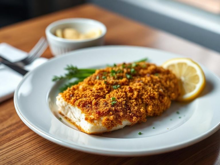 Sweet potato chip-crusted fish