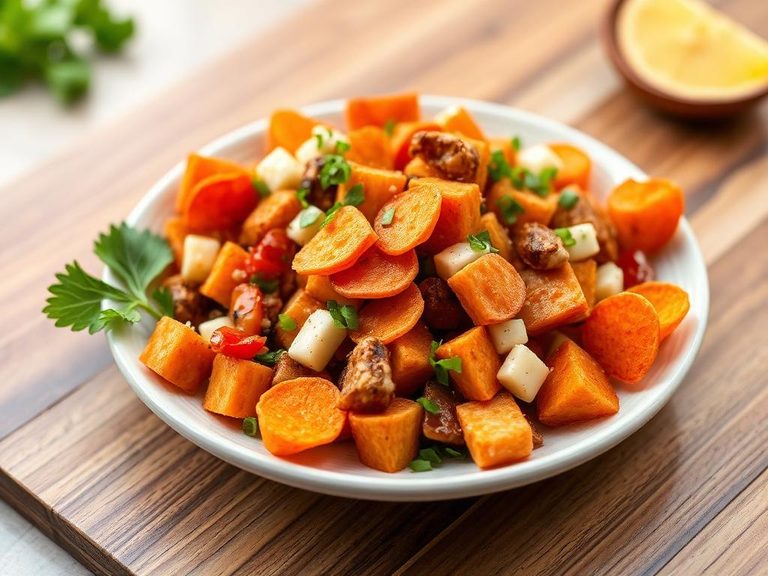 Sweet potato chip salad topping