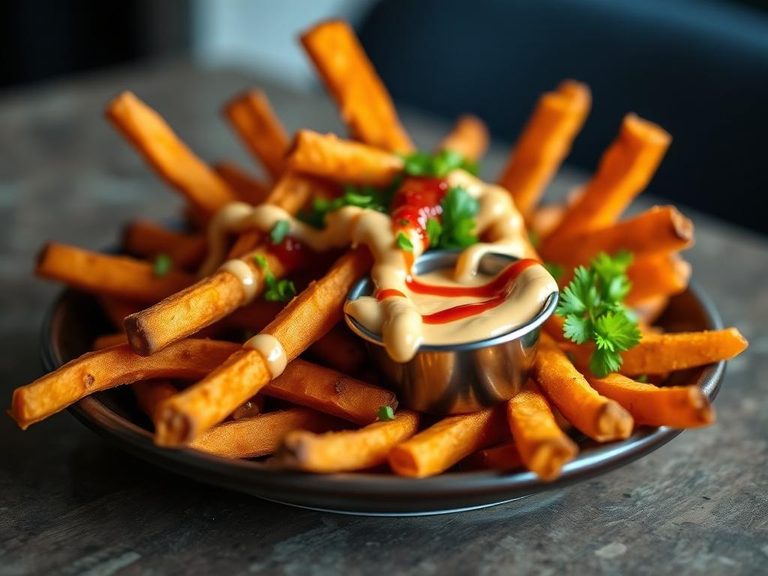 Sweet potato fries with sriracha mayo