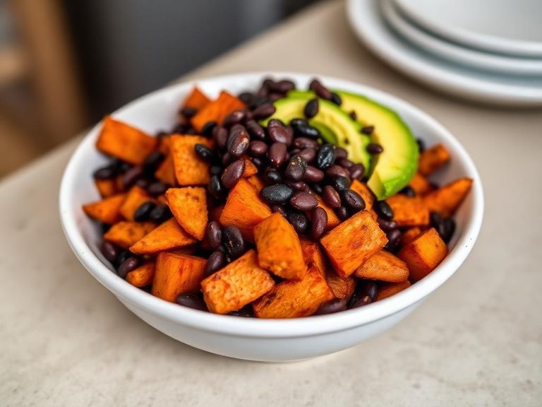 Sweet Potato Fry Bowl with Black Beans and Avocado