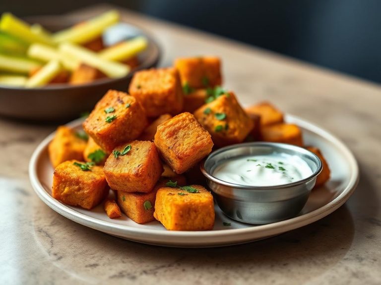 Sweet Potato Tots with Garlic Herb Dip