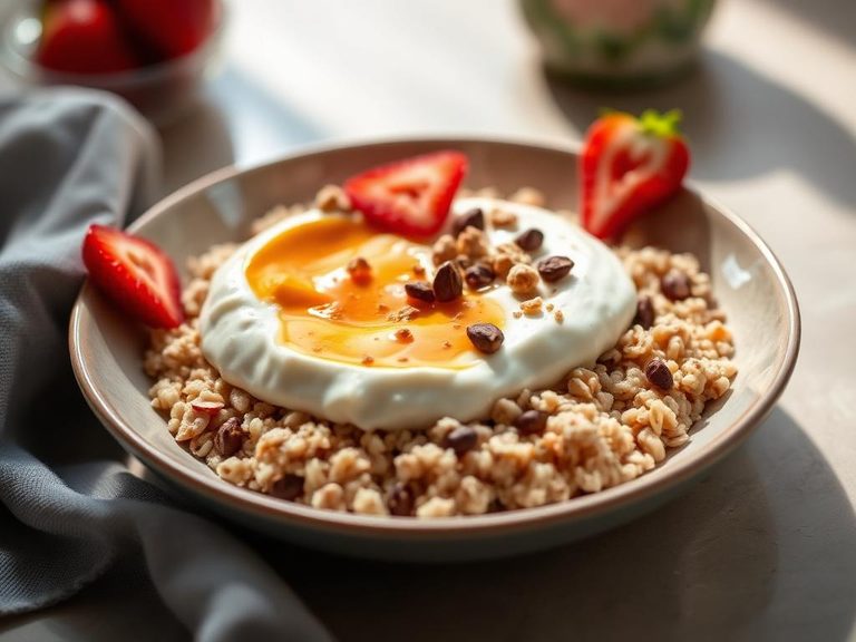 Sweetened yogurt and oatmeal