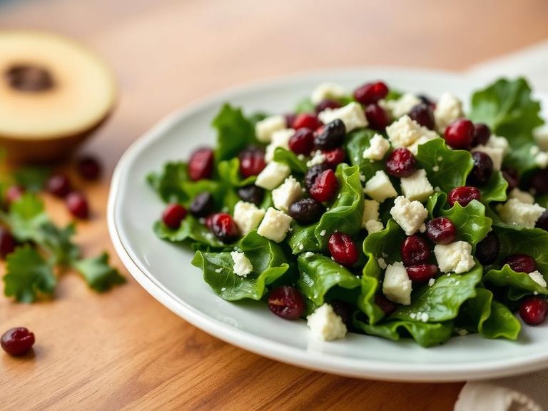 Swiss Chard Salad with Dried Cranberries and Feta