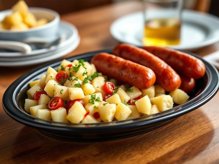 Swisswurst and potato salad platter
