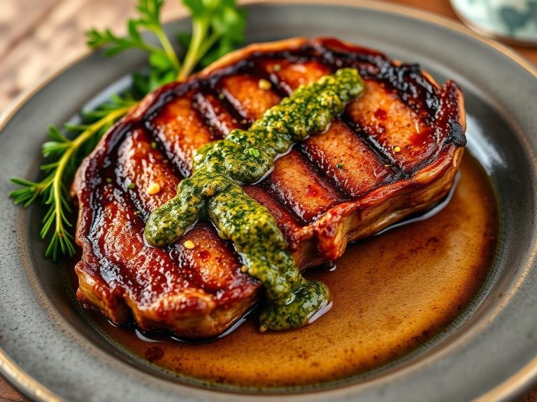 T-bone steak with chimichurri