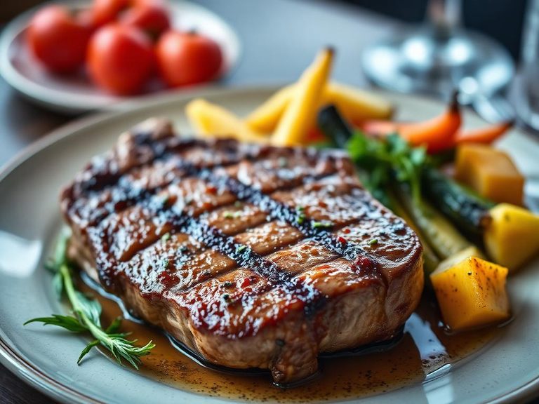 T-bone steak with grilled vegetables