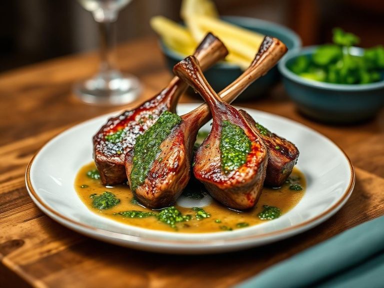 T-bone-style lamb chops with chimichurri