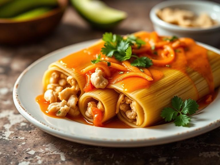 Tamales de Rajas con Pollo