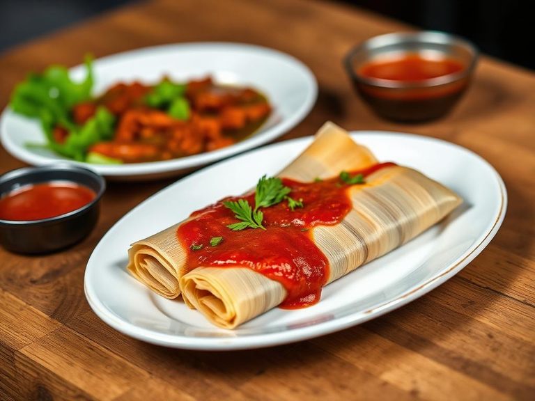 Tamales with Red Chile Sauce