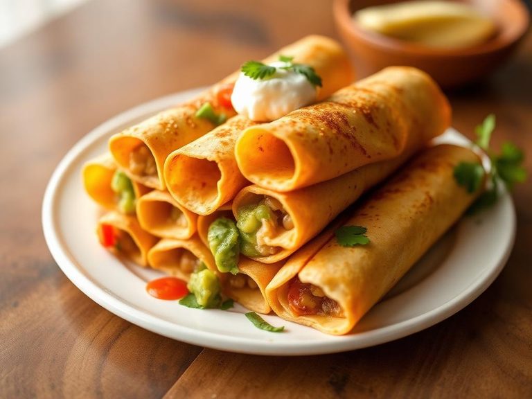 Taquitos with guacamole and sour cream