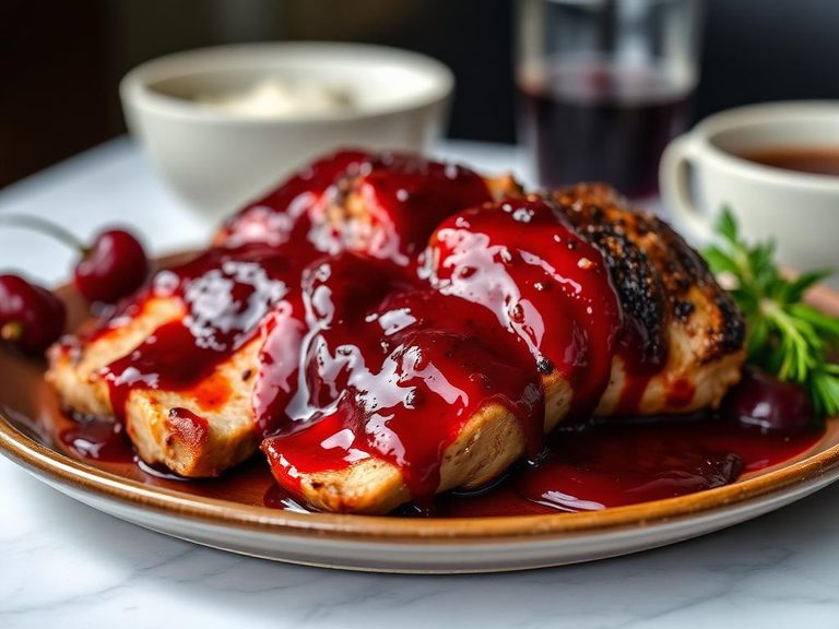 Tart cherry glaze for meats (e.g., pork or duck)