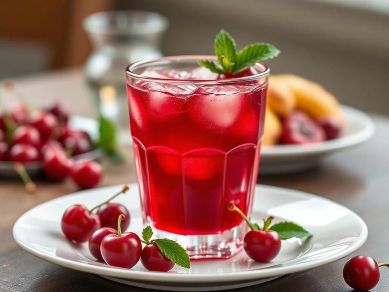Tart cherry juice cocktail (like a Shirley Temple variant)
