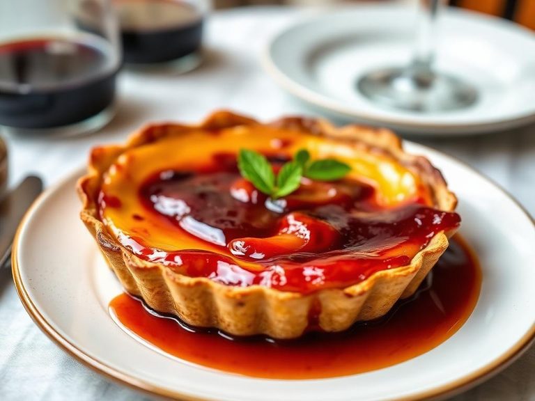 Tarte Tatin with a dessert wine reduction