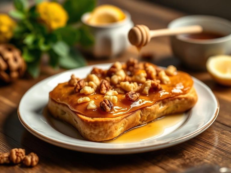 Tartine with honey and walnuts