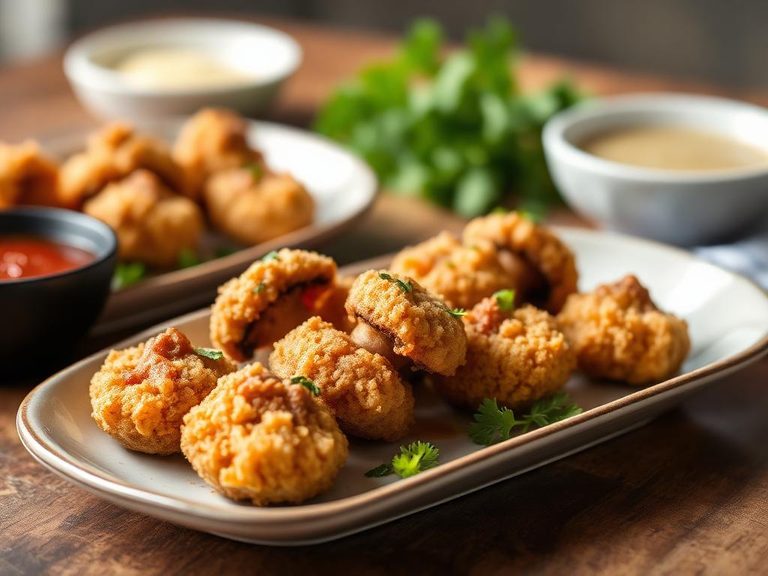 Tempura-battered oyster mushrooms