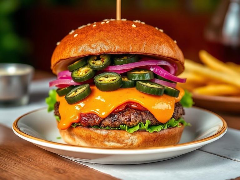 Tex-Mex Burger with jalapeños