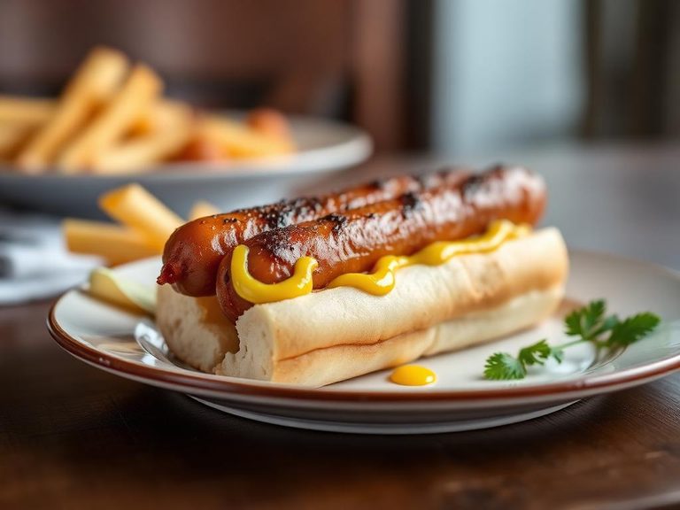 Thüringer Rostbratwurst with mustard in a roll