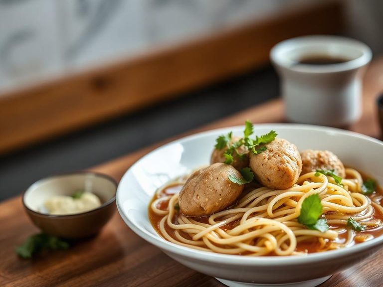 Thai Boat Noodles with Fish Balls