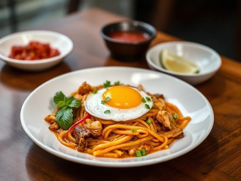 Thai 'Pad Bai Buang' with egg