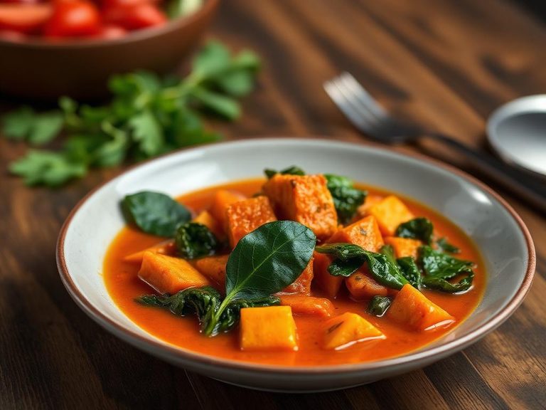 Thai Red Curry with Malabar Spinach