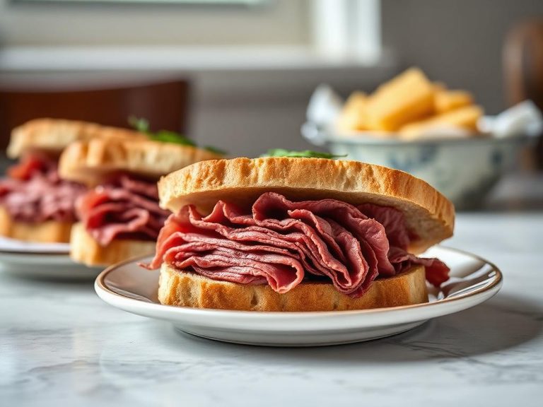 Thinly Sliced Roast Beef Sandwiches