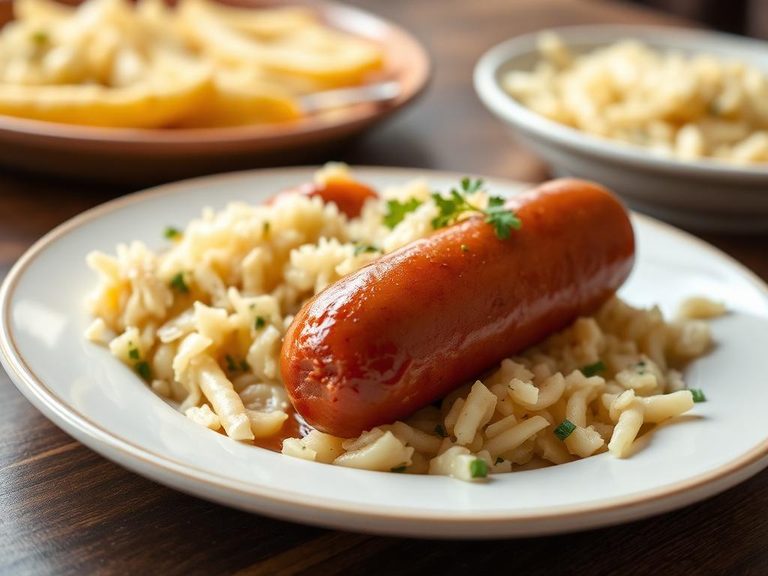 Thuringer bratwurst with sauerkraut