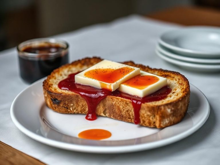 Toast with butter and jam