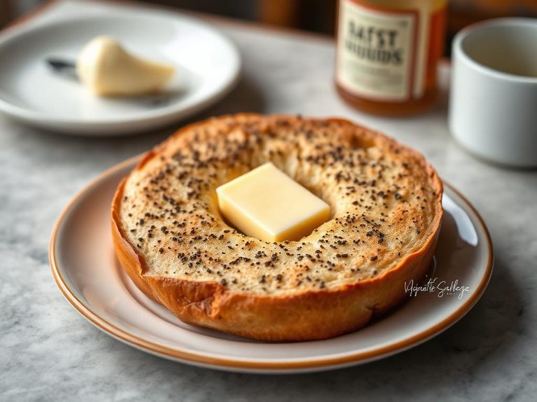 Toasted bagel with butter