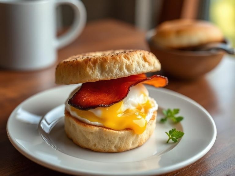 Toasted Muffin with Bacon and Egg