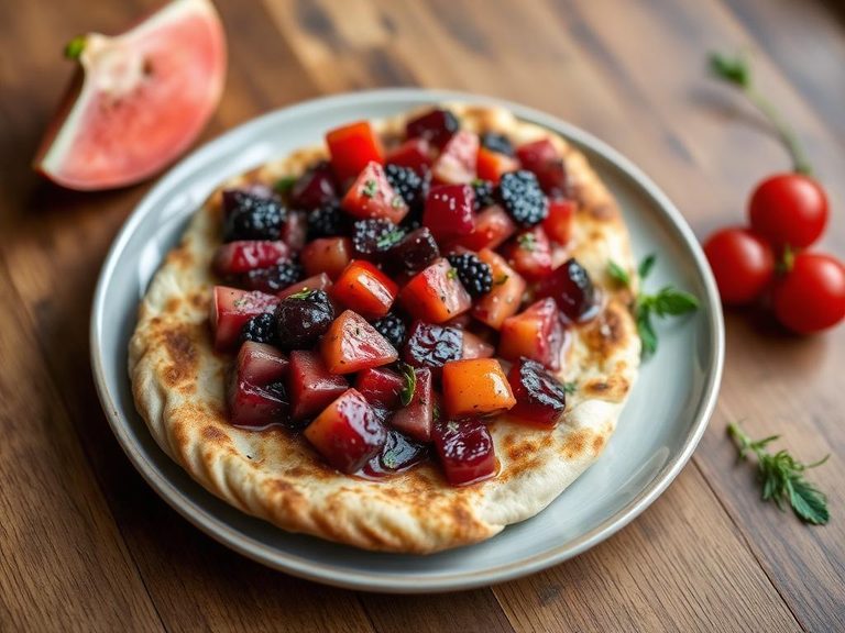 Toasted Pita with Fruit Compote