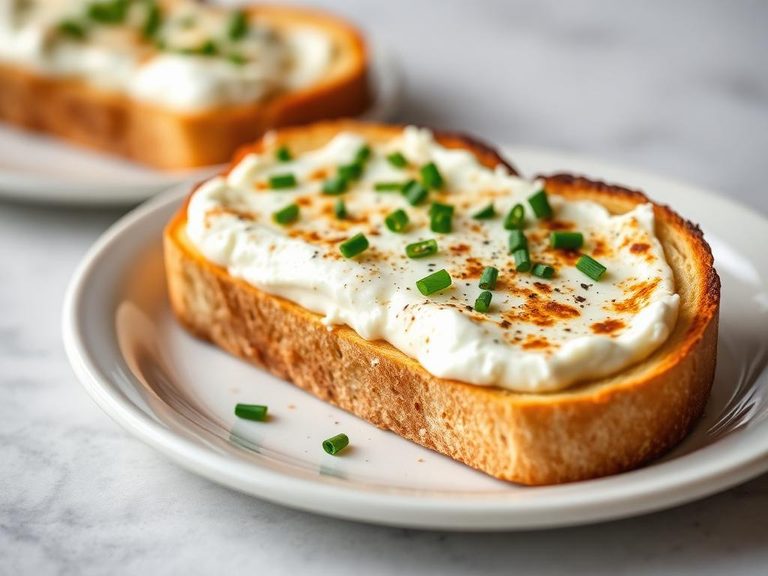 Toasted with cream cheese and chives