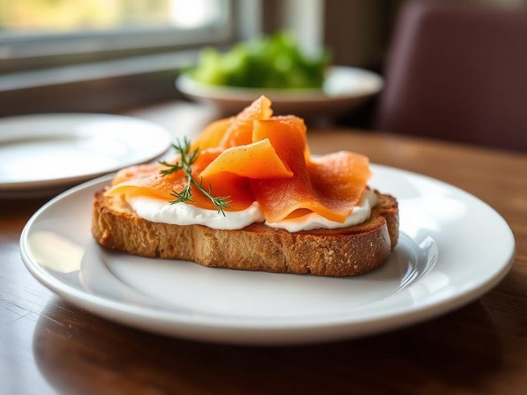 Toasted with cream cheese and lox