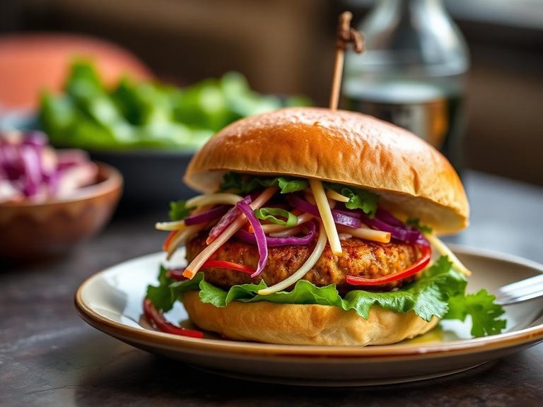 Tofu Burger with Asian Slaw