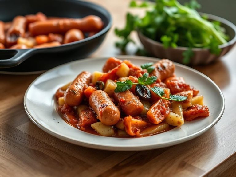 Tomato-Based Sausage and Vegetable Skillet