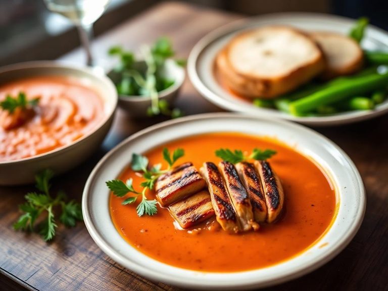 Tomato Bisque with Grilled Chicken