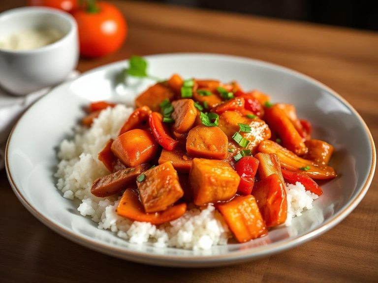 Tomato Pork Stir-fry with Rice