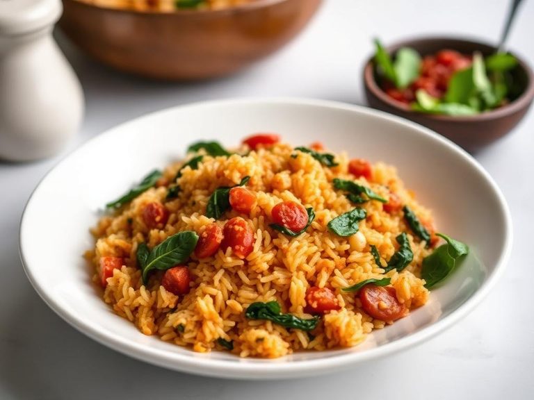 Tomato Rice with Spinach